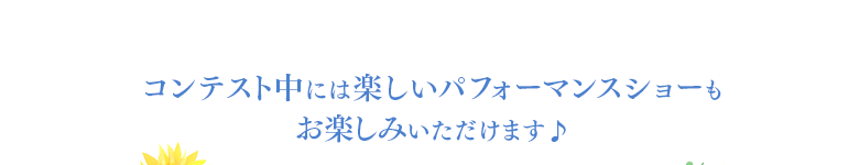コンテスト中には楽しいパフォーマンスショーもお楽しみいただけます♪